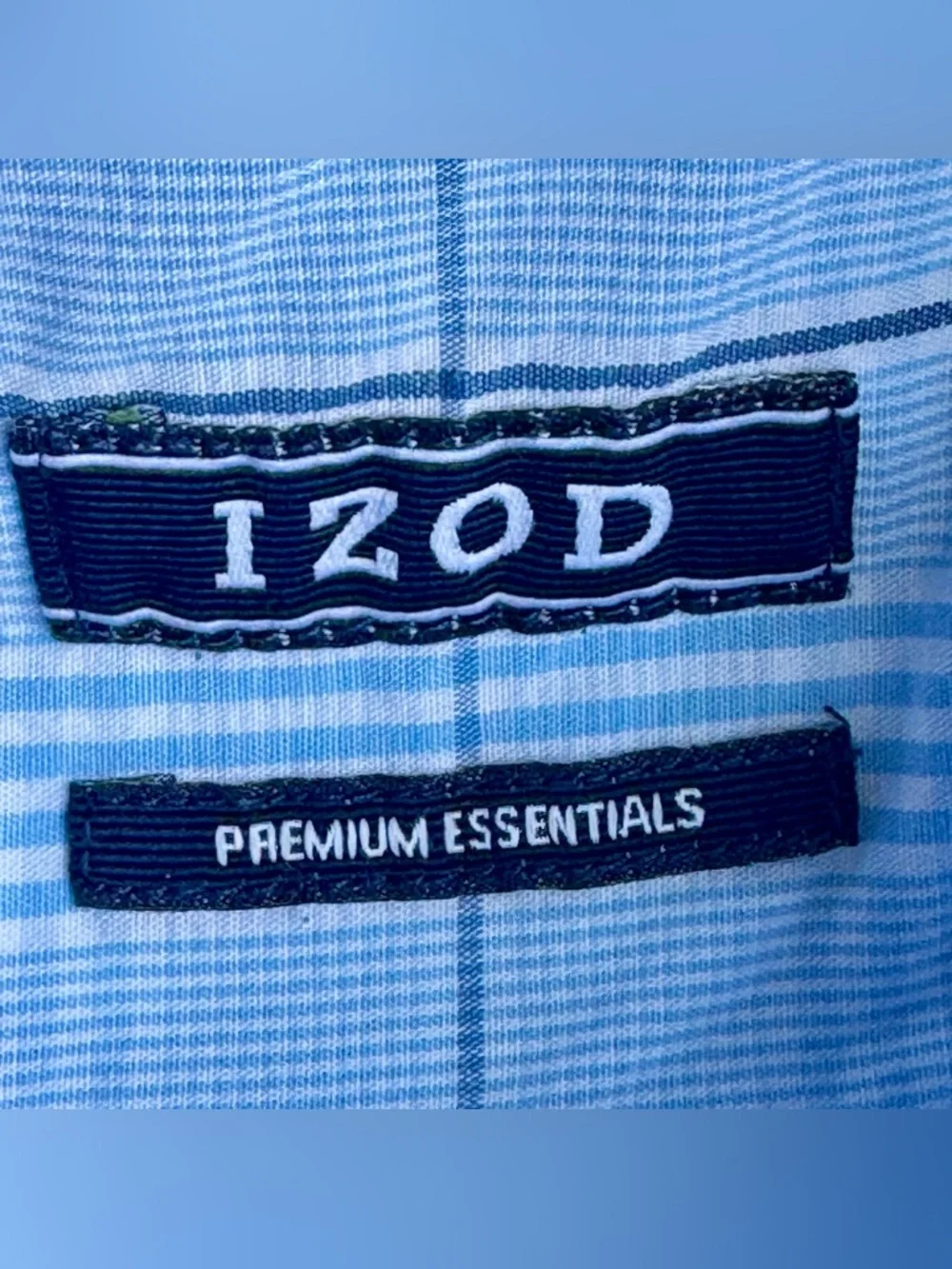 IZOD Premium Essentials Blue Plaid Button‎ Down Long Sleeves Classic Fit Shirt